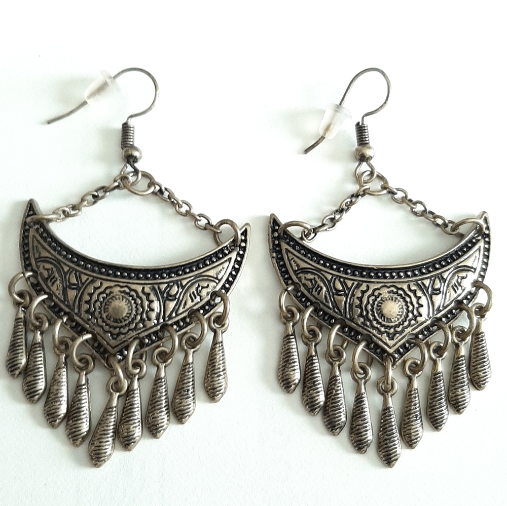 Bronze tribal earrings dangling